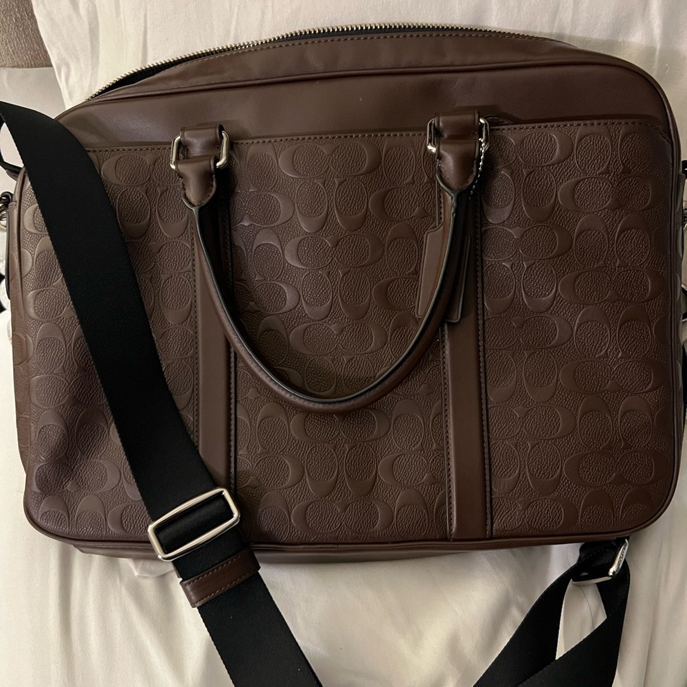 New w/o tag. Coach Brown Leather Men's Laptop Bag - Picture 3 of 7